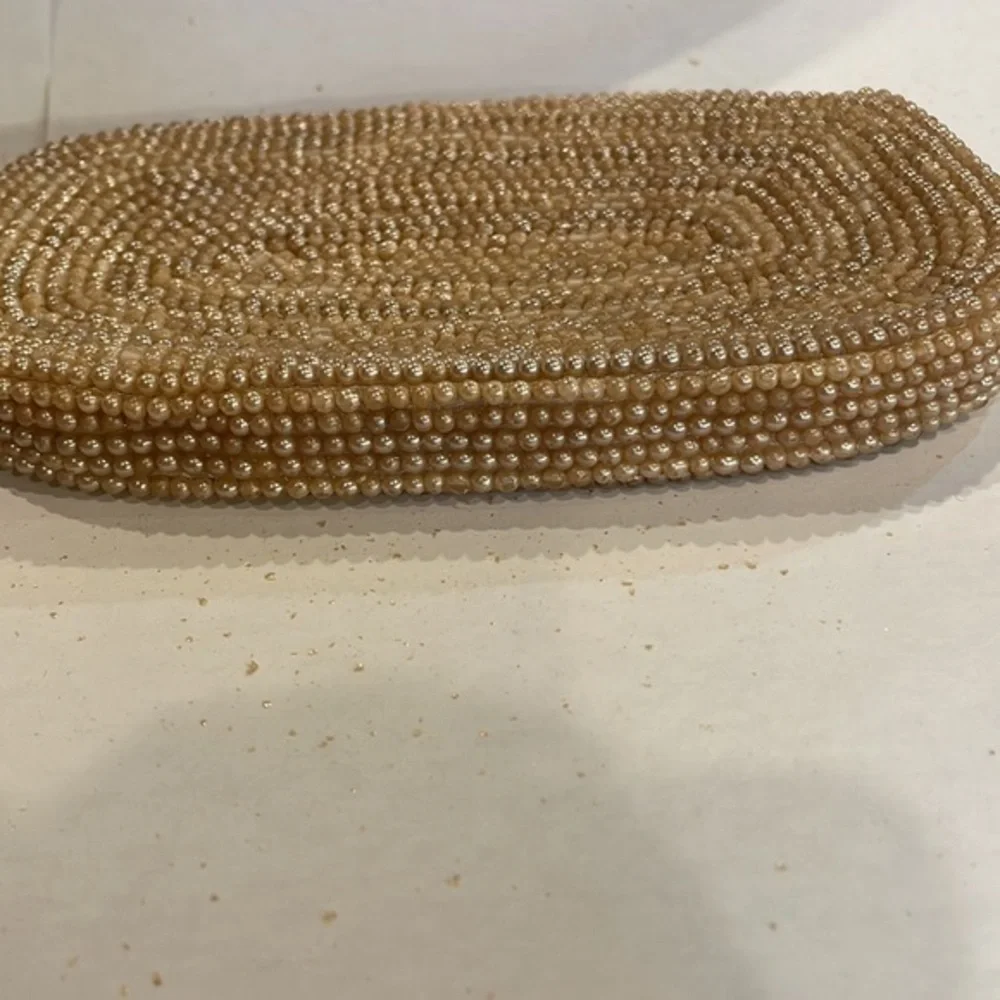 Vintage Gala Made In Spain‎ Beaded Cream Silver Clutch in Vintage Box